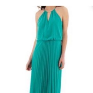 Bisou Bisou Turquoise Pleated Maxi Dress